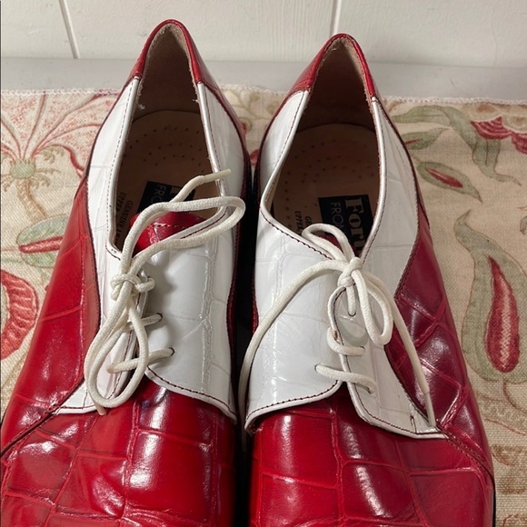Fortune From Liberty Red and White Leather Square Toe Cowhide Lace Up Oxfords main image 6